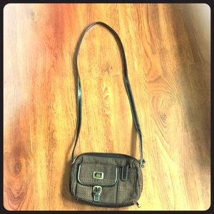 Brown and black crossbody purse